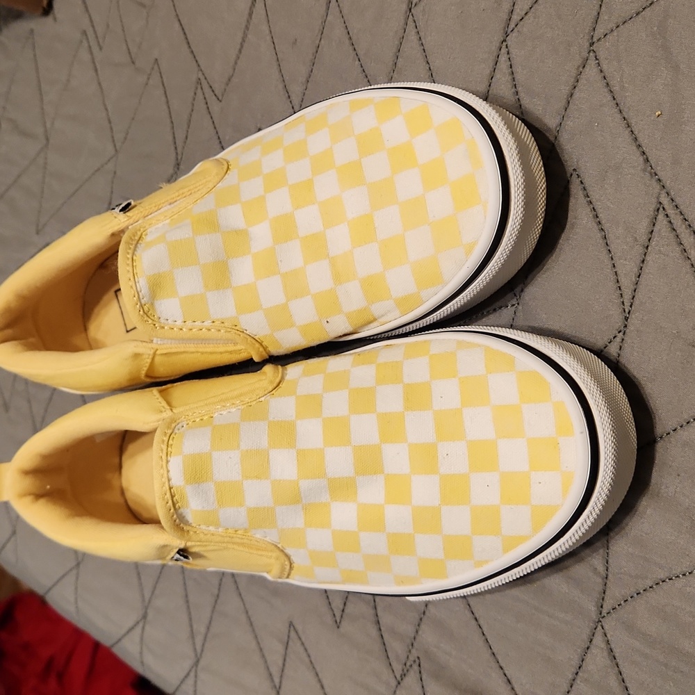 Yellow and white check vans